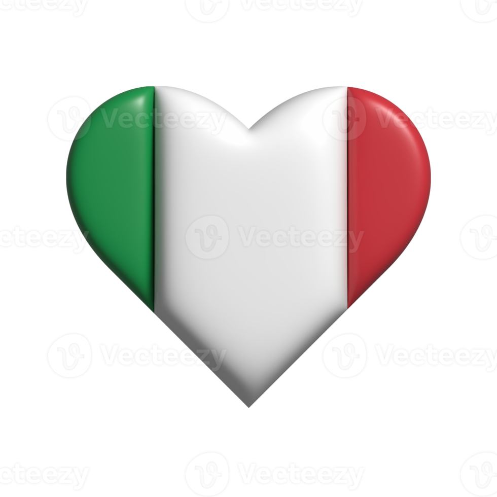 Italia corazón bandera forma. 3d hacer png