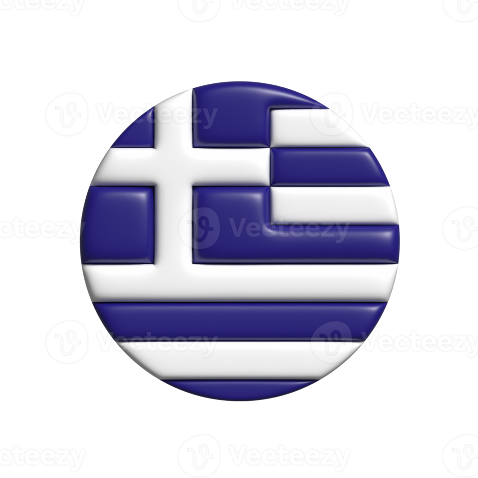 Grécia circular bandeira forma. 3d render png