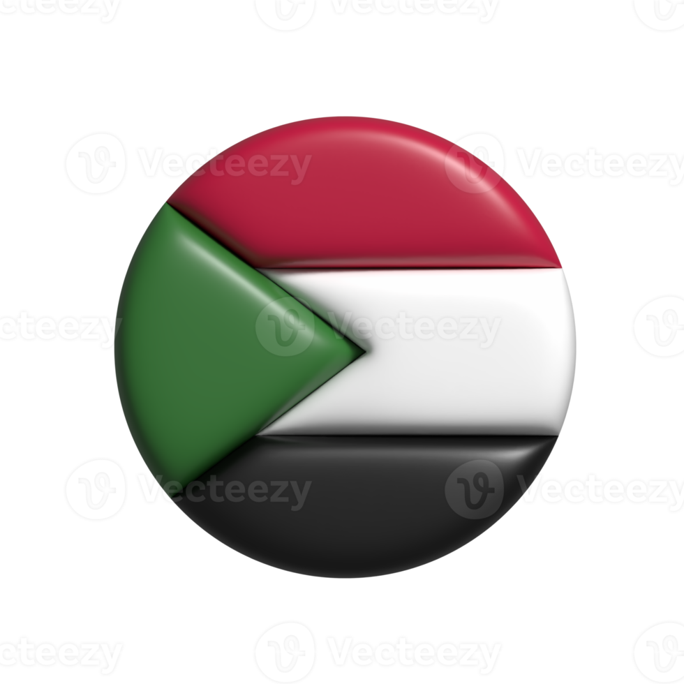 Sudan circolare bandiera forma. 3d rendere png