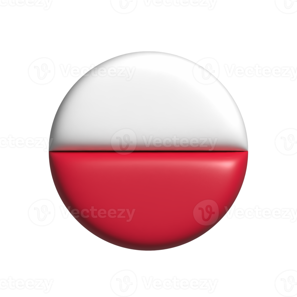 Poland circular flag shape. 3d render png