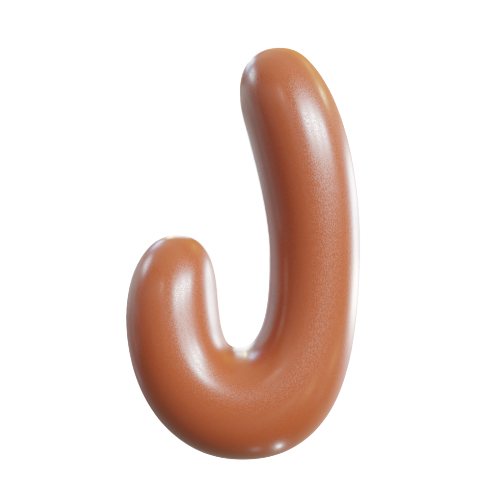 Chocolate alphabet font. 3d render png