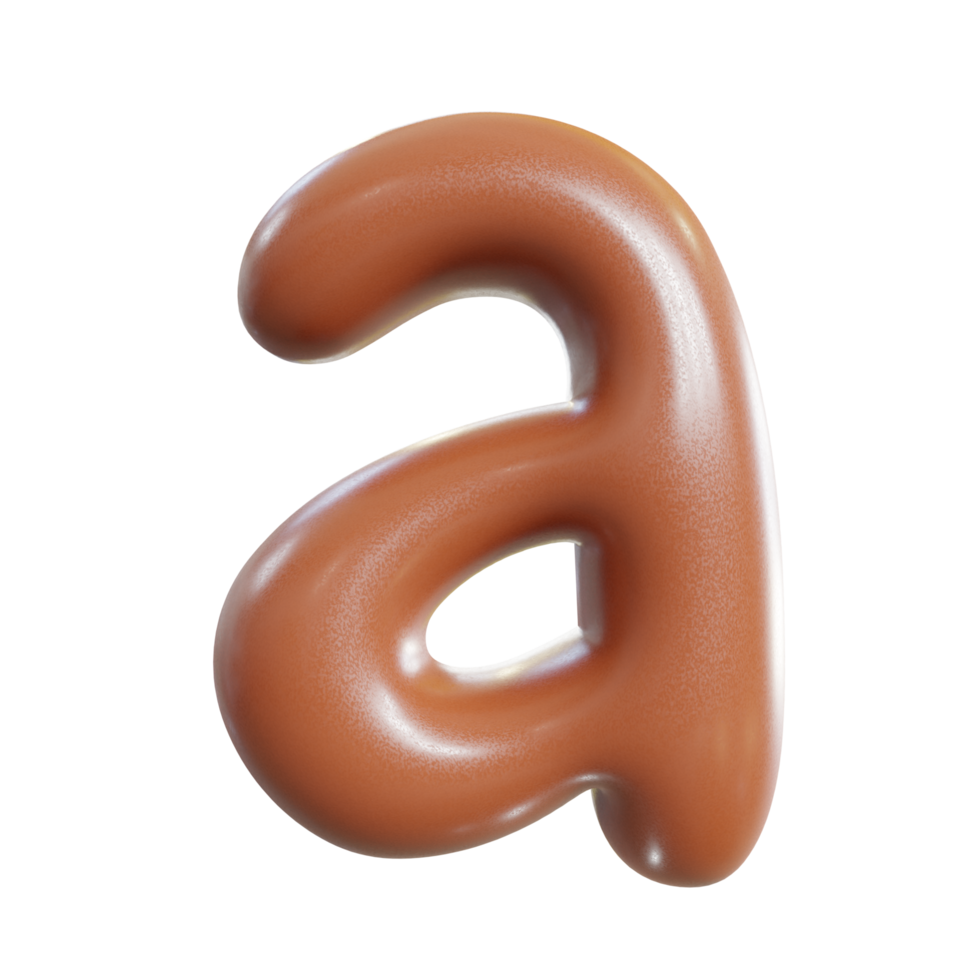 Chocolate alphabet font. 3d render png