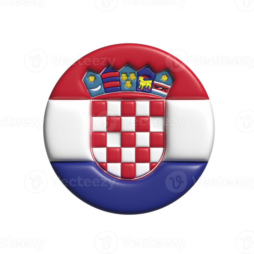 Croatia circular flag shape. 3d render png