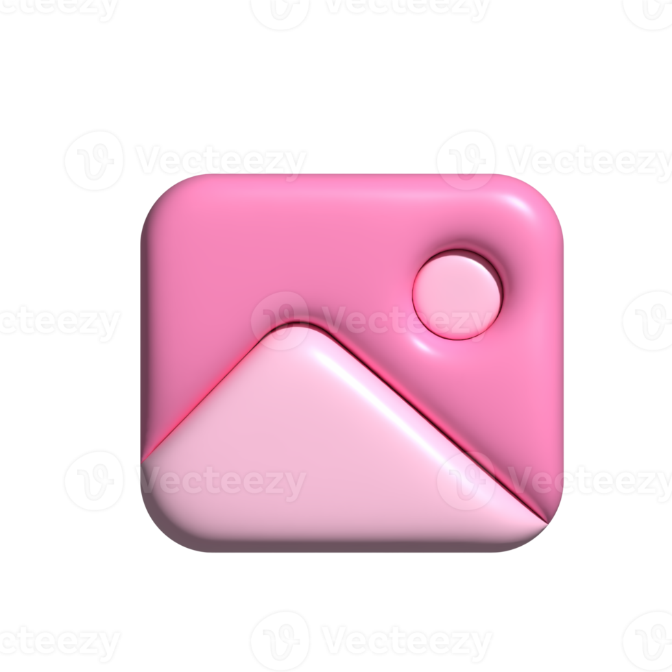 Picture icon pink. 3d render png
