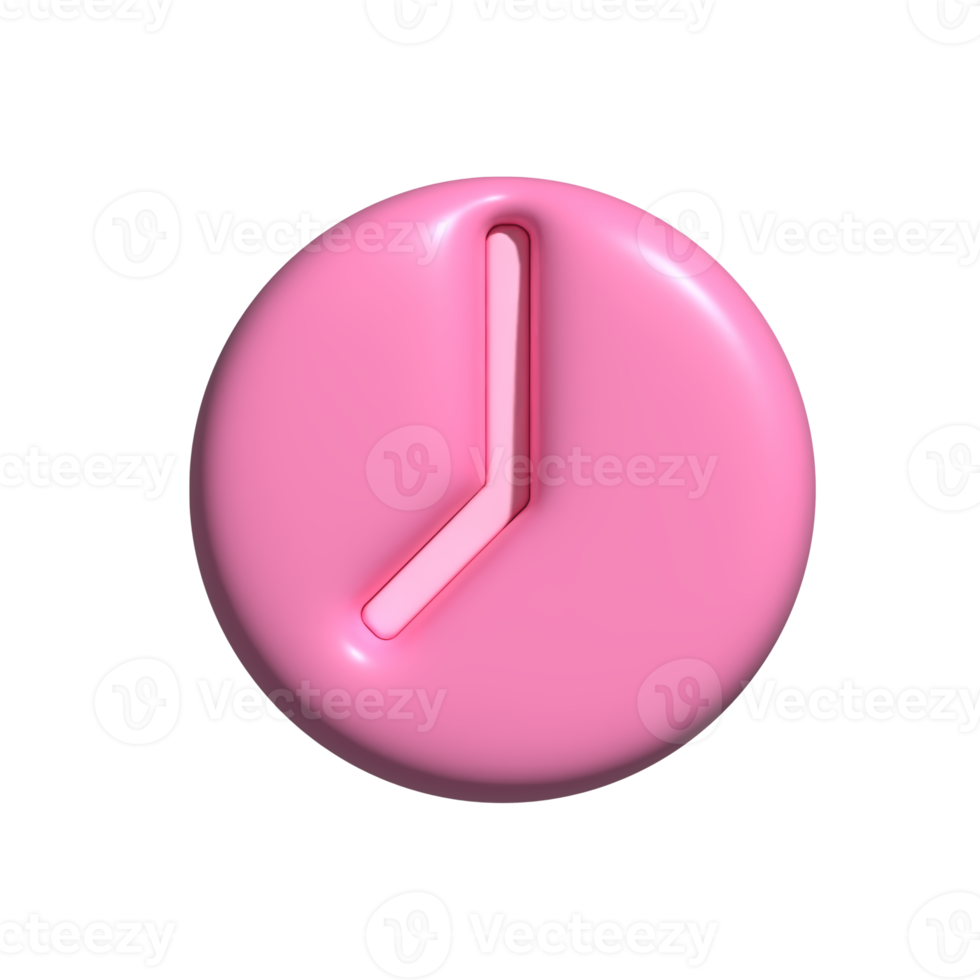 Clock icon pink. 3d render png