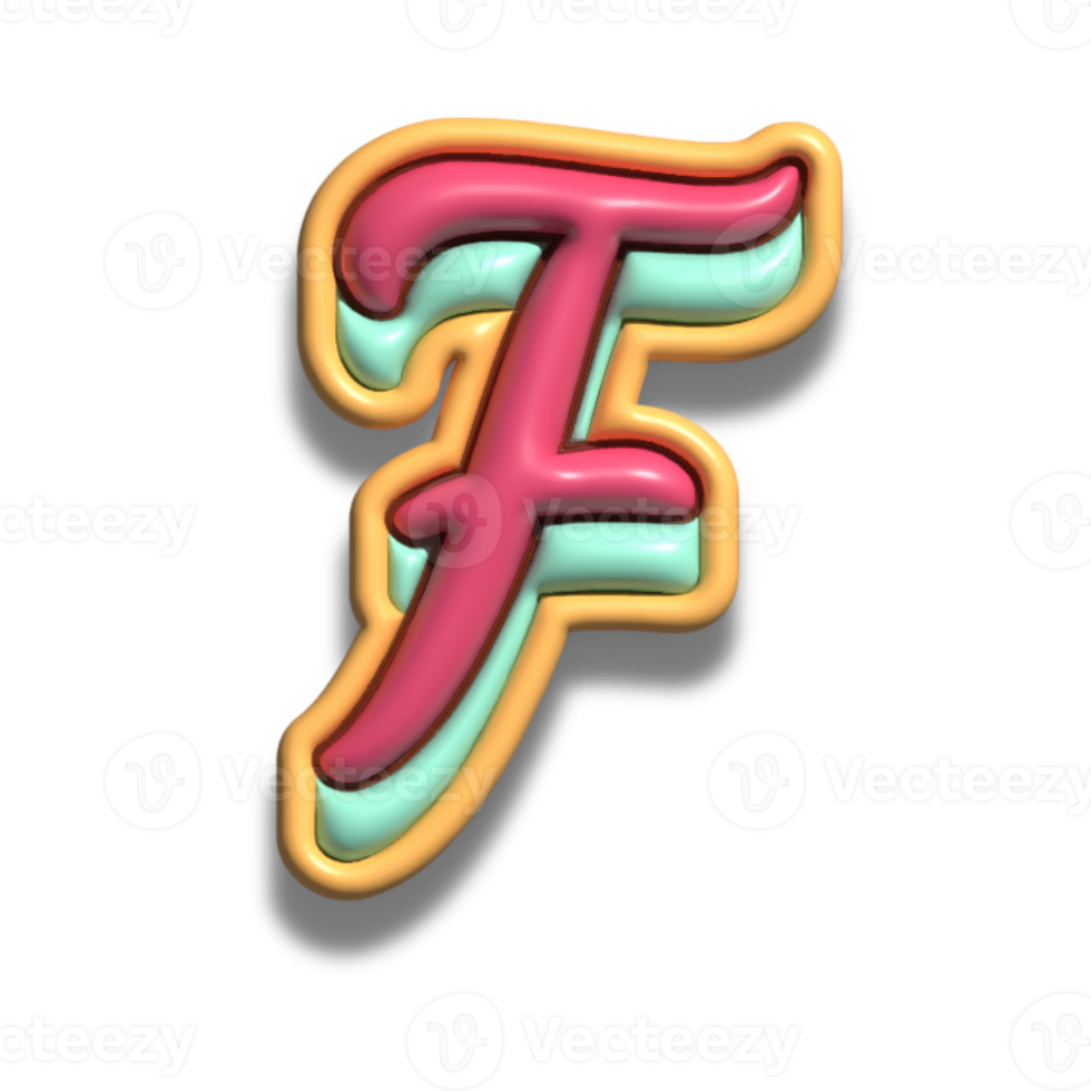 Letter F glossy 3d font png