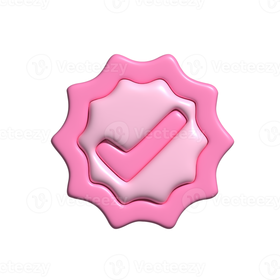 Checkliste Abzeichen Symbol Rosa. 3d machen png