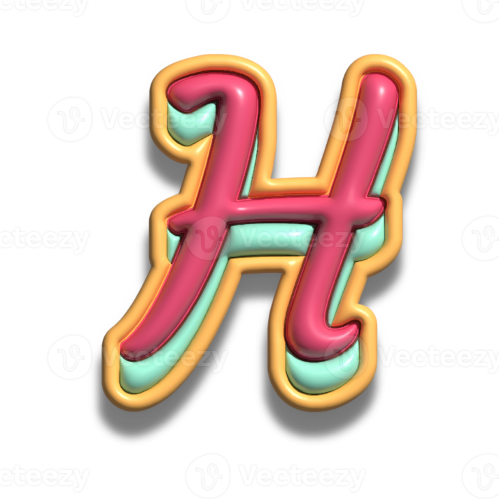 Letter H glossy 3d font png