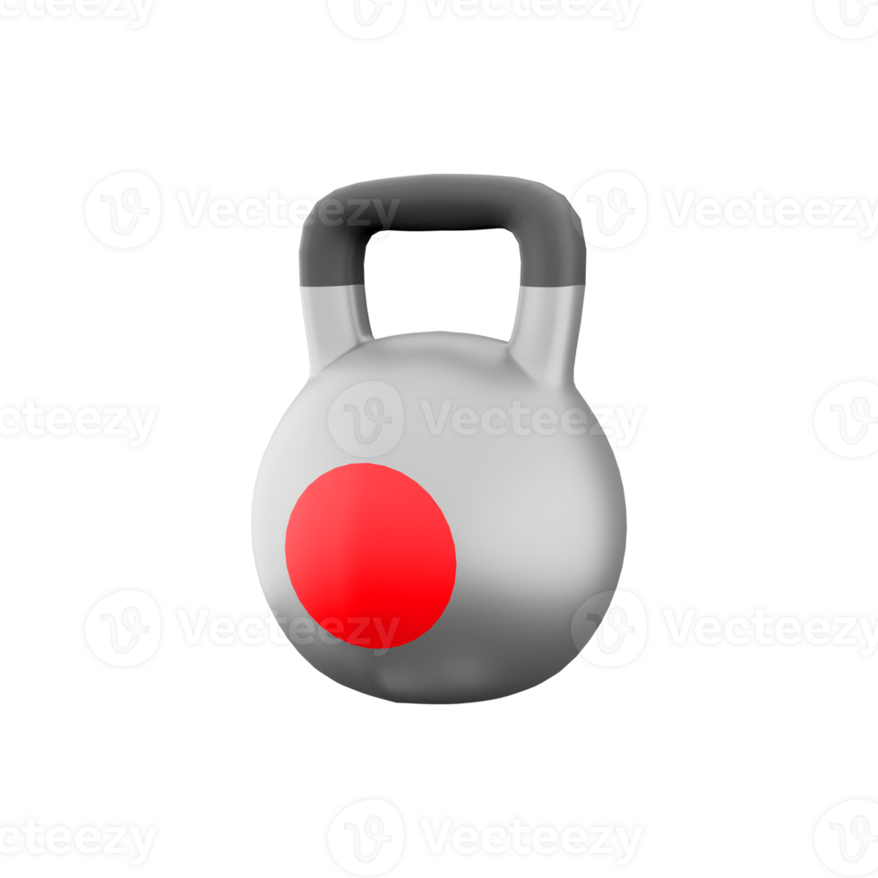 3d rendering sports kettlebell icon. 3d render a specially made object of a given mass, having a special shape and other design features icon. png