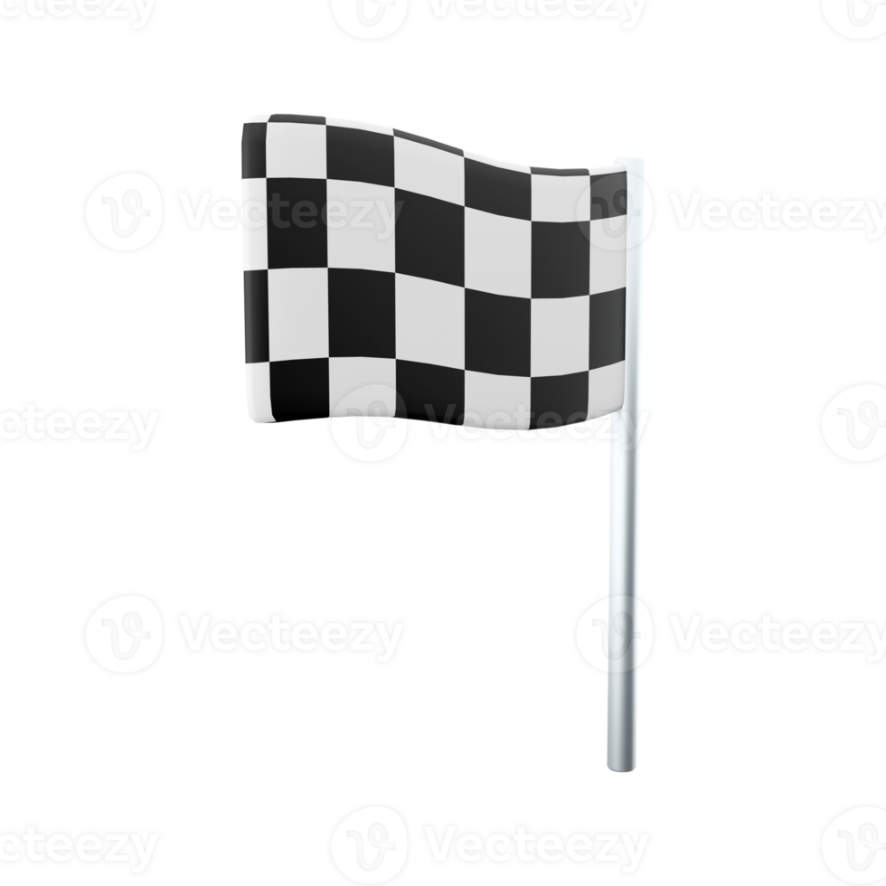 3d render racing flag icon. 3d render a special flag that is used in racing or motorcycle racing icon. png