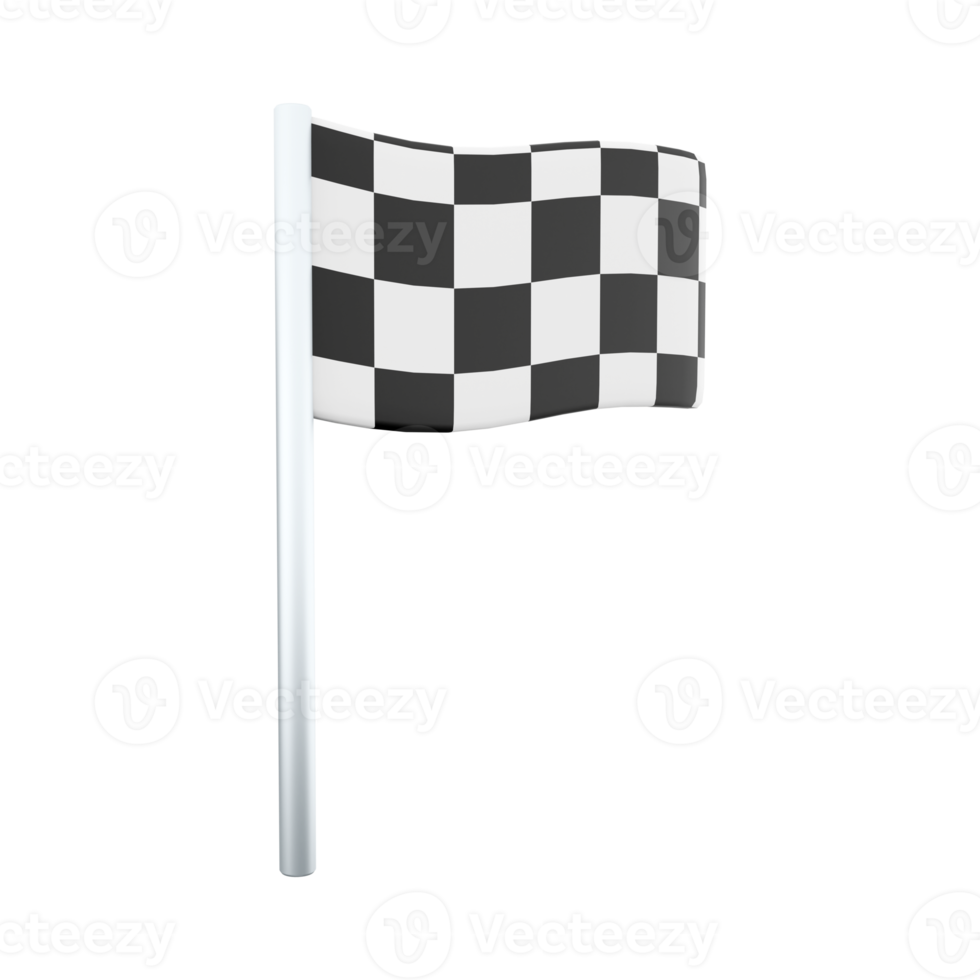 3d render racing flag icon. 3d render a special flag that is used in racing or motorcycle racing icon. png