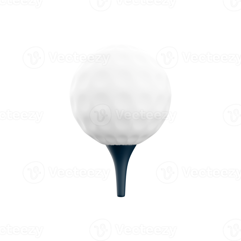 3d representación blanco golf pelota icono. 3d hacer pelota juego con clubs, conducir el pelota a lo largo el rutas y agujeros icono. golf pelota. png