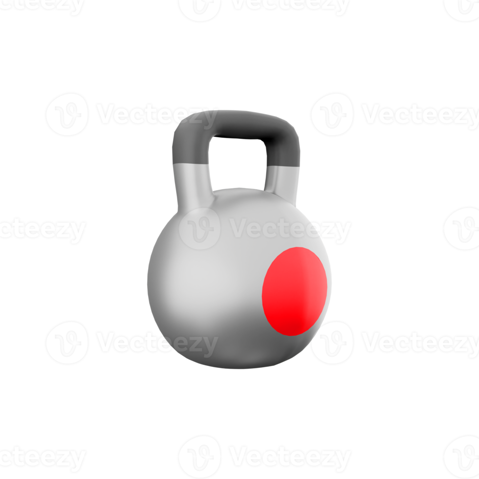 3d rendering sports kettlebell icon. 3d render a specially made object of a given mass, having a special shape and other design features icon. png