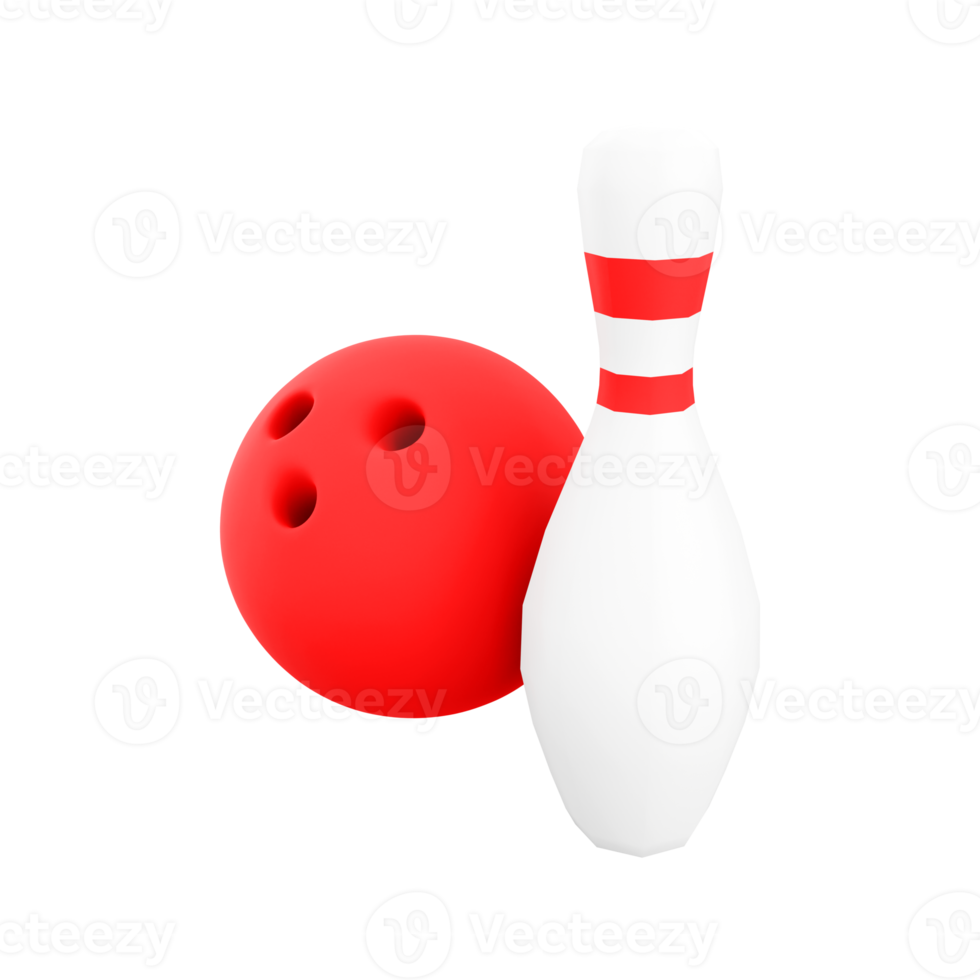 3d rendering bowling ball and skittles icon. 3d render bowl sport that evolved from the game of skittles icon. png