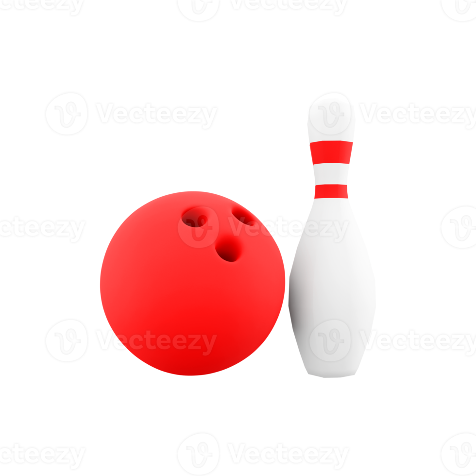 3d rendering bowling ball and skittles icon. 3d render bowl sport that evolved from the game of skittles icon. png