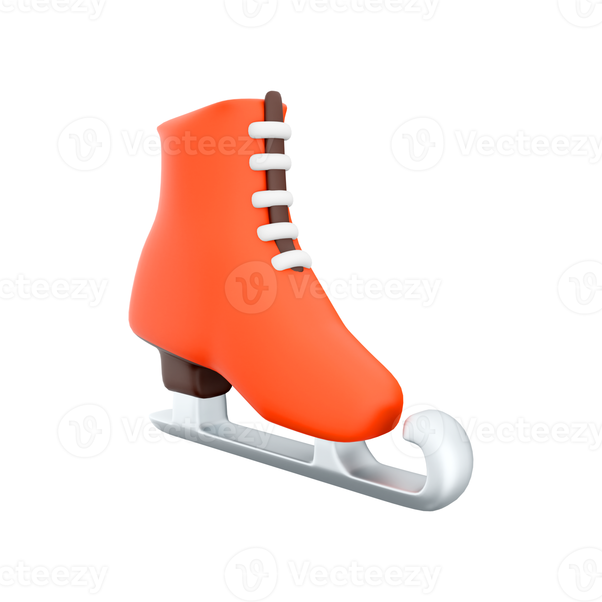 3d rendering red ice skates icon. 3d render Narrow steel skids attached