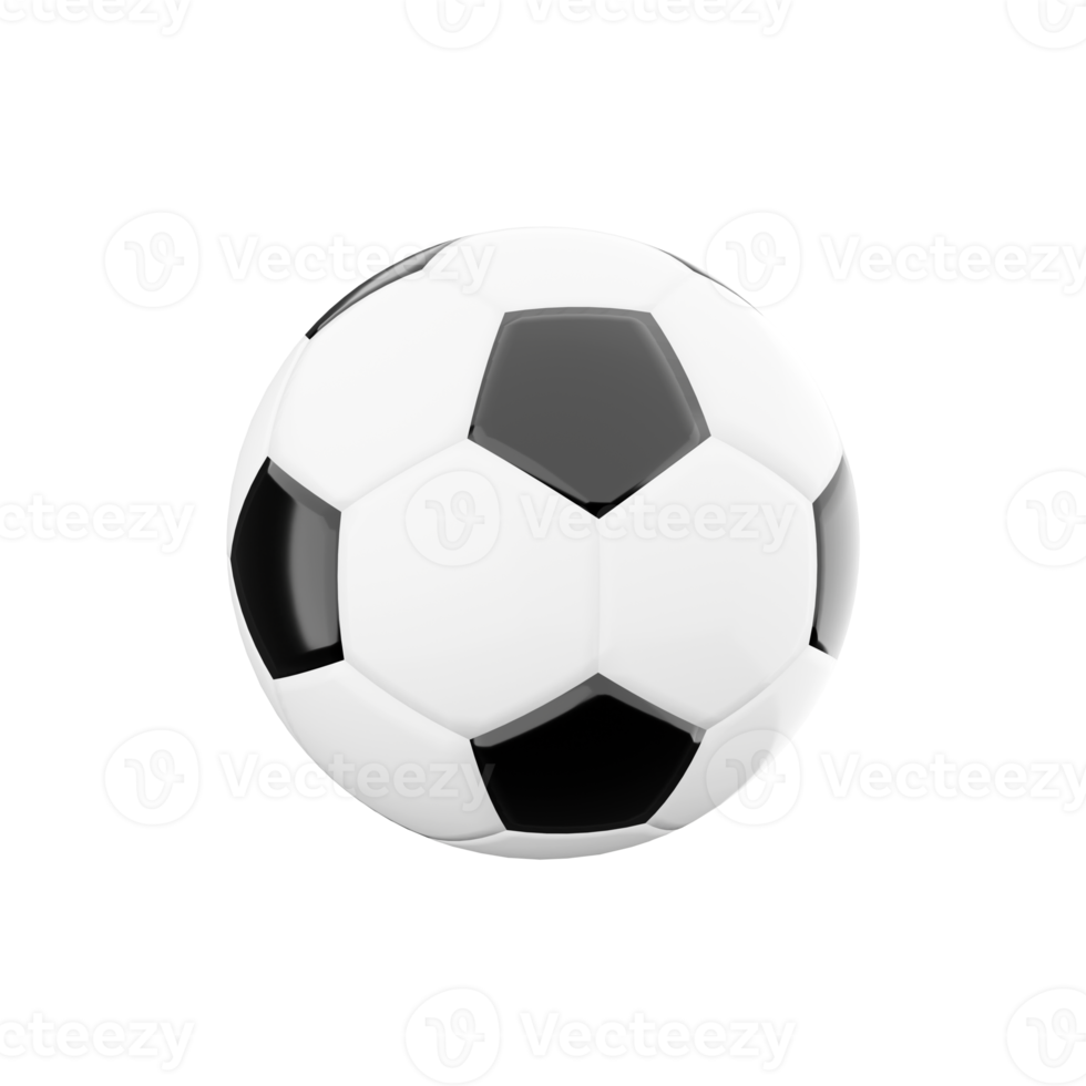 3d rendering black and white soccer ball icon. 3d render solid or hollow inside ball of elastic material icon. png