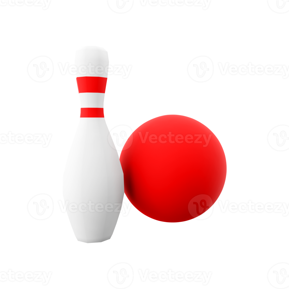 3d rendering bowling ball and skittles icon. 3d render bowl sport that evolved from the game of skittles icon. png