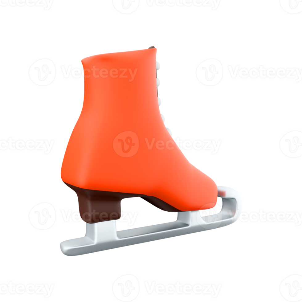 3d renderen rood ijs skates icoon. 3d geven versmallen staal skids gehecht naar ijs het schaatsen schoenen icoon. png