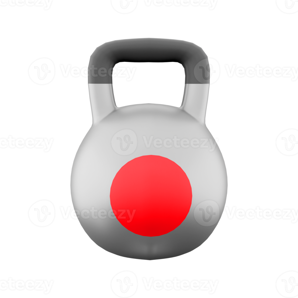 3d rendering sports kettlebell icon. 3d render a specially made object of a given mass, having a special shape and other design features icon. png