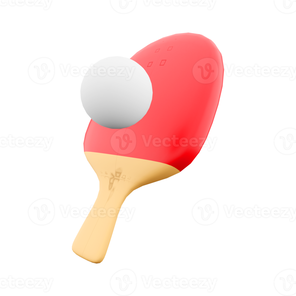 3d rendering table tennis racket and ball icon. 3d render Olympic sport, a ball sport that uses special rackets and a game table delimited by a net in half icon. png