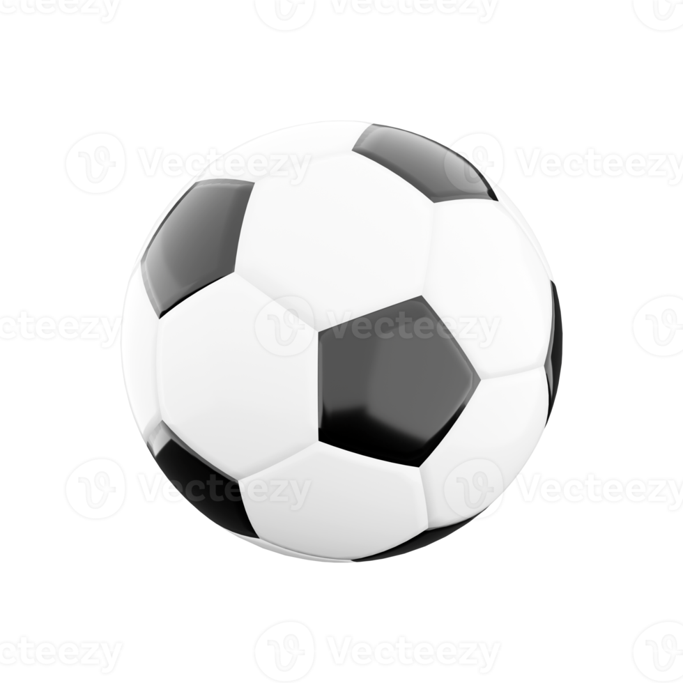 3d rendering black and white soccer ball icon. 3d render solid or hollow inside ball of elastic material icon. png