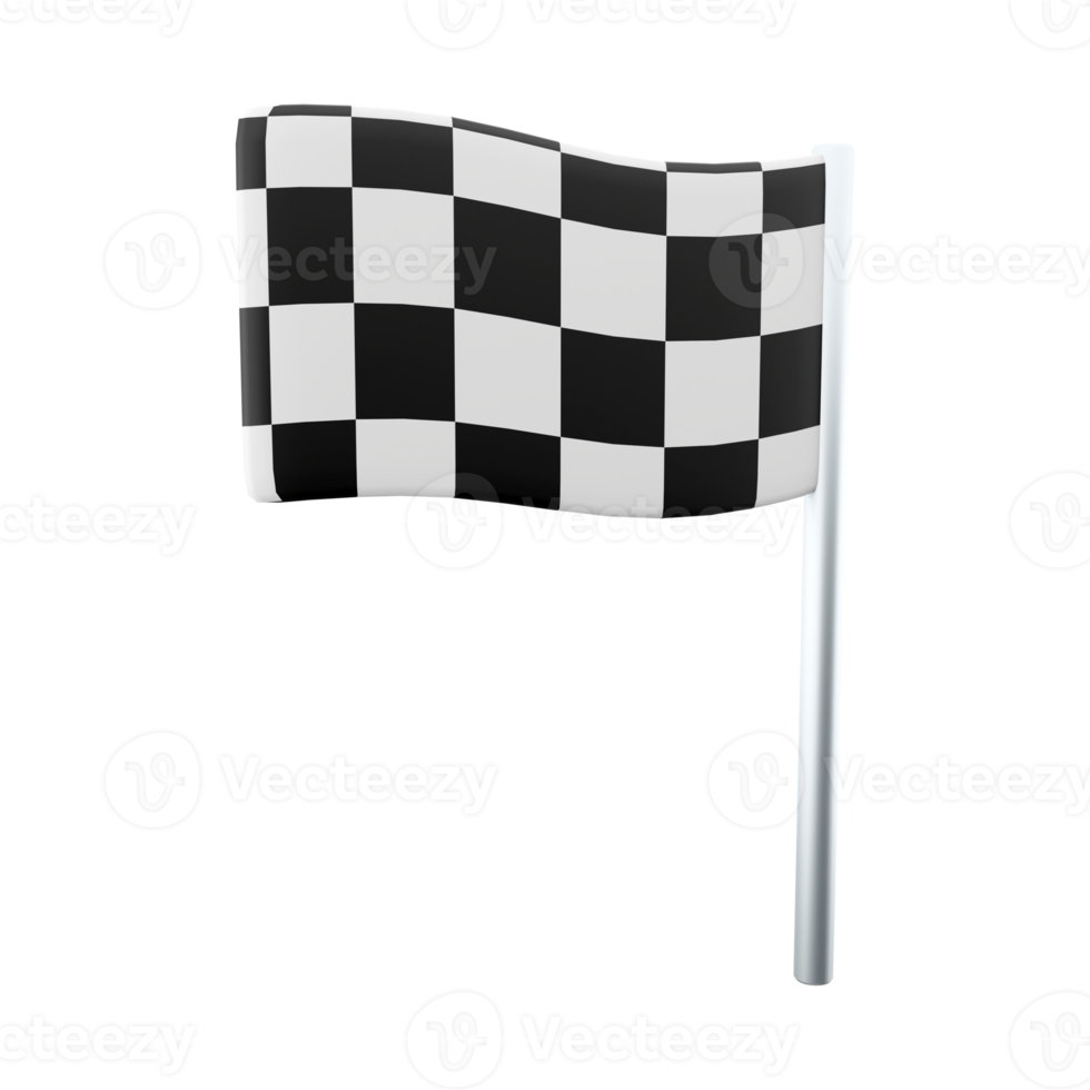 3d render racing flag icon. 3d render a special flag that is used in racing or motorcycle racing icon. png