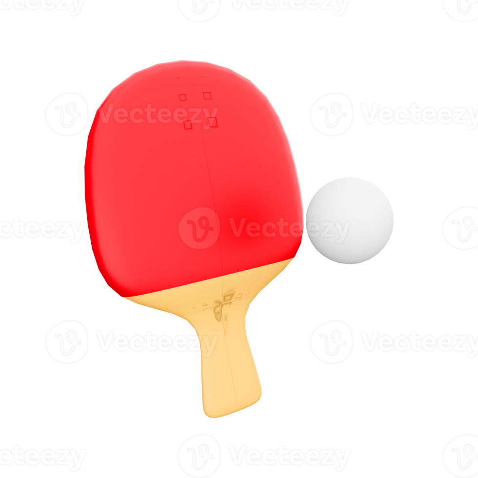 3d tolkning tabell tennis racket och boll ikon. 3d framställa olympic sport, en boll sport den där användningar särskild racketar och en spel tabell avgränsad förbi en netto i halv ikon. png