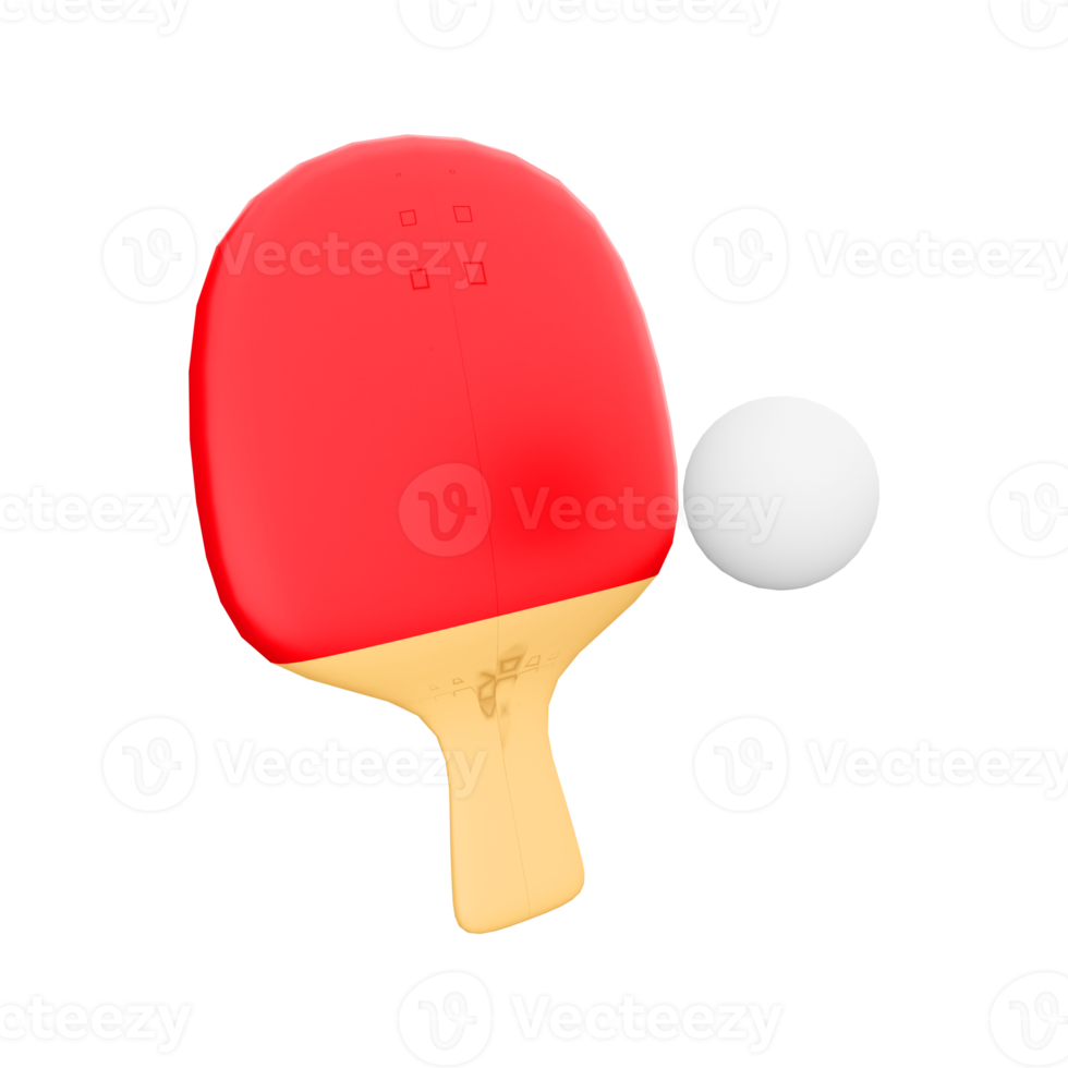 3d Rendern Tabelle Tennis Schläger und Ball Symbol. 3d machen olympisch Sport, ein Ball Sport Das Verwendet Besondere Schläger und ein Spiel Tabelle abgegrenzt durch ein Netz im Hälfte Symbol. png