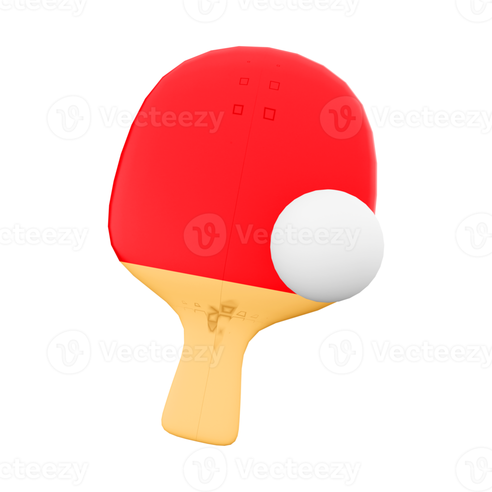 3d rendering table tennis racket and ball icon. 3d render Olympic sport, a ball sport that uses special rackets and a game table delimited by a net in half icon. png