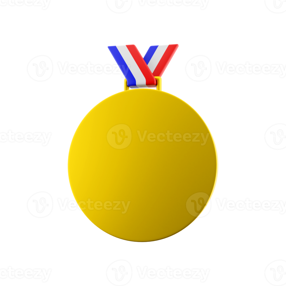 3d rendering first place gold medal icon. 3d render one of the types of medals used as an award icon. Gold medal. png