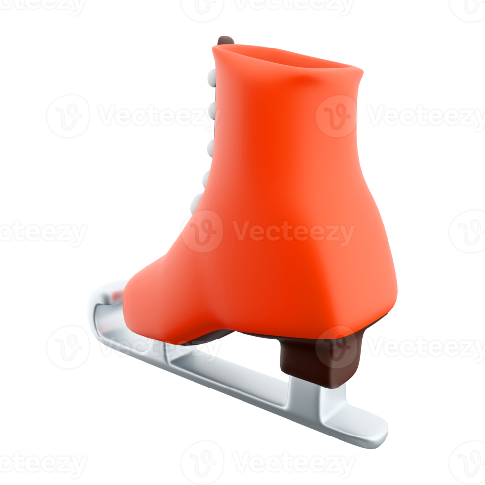 3d rendering red ice skates icon. 3d render Narrow steel skids attached to ice skating shoes icon. png