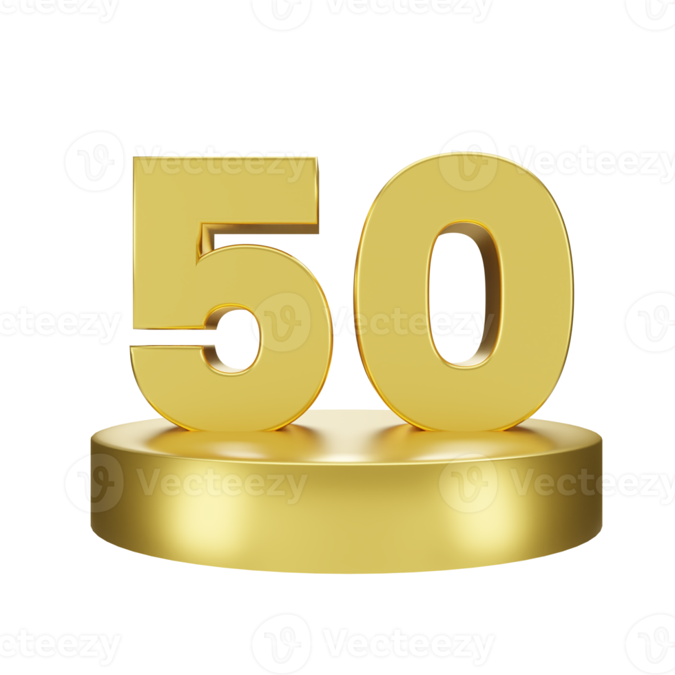 número 50 en el dorado podio png