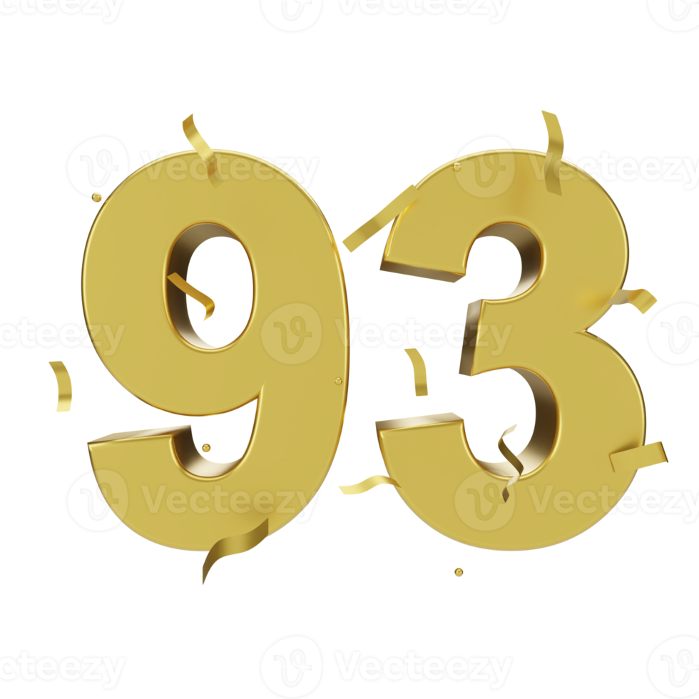 gold 93 number with confetti png