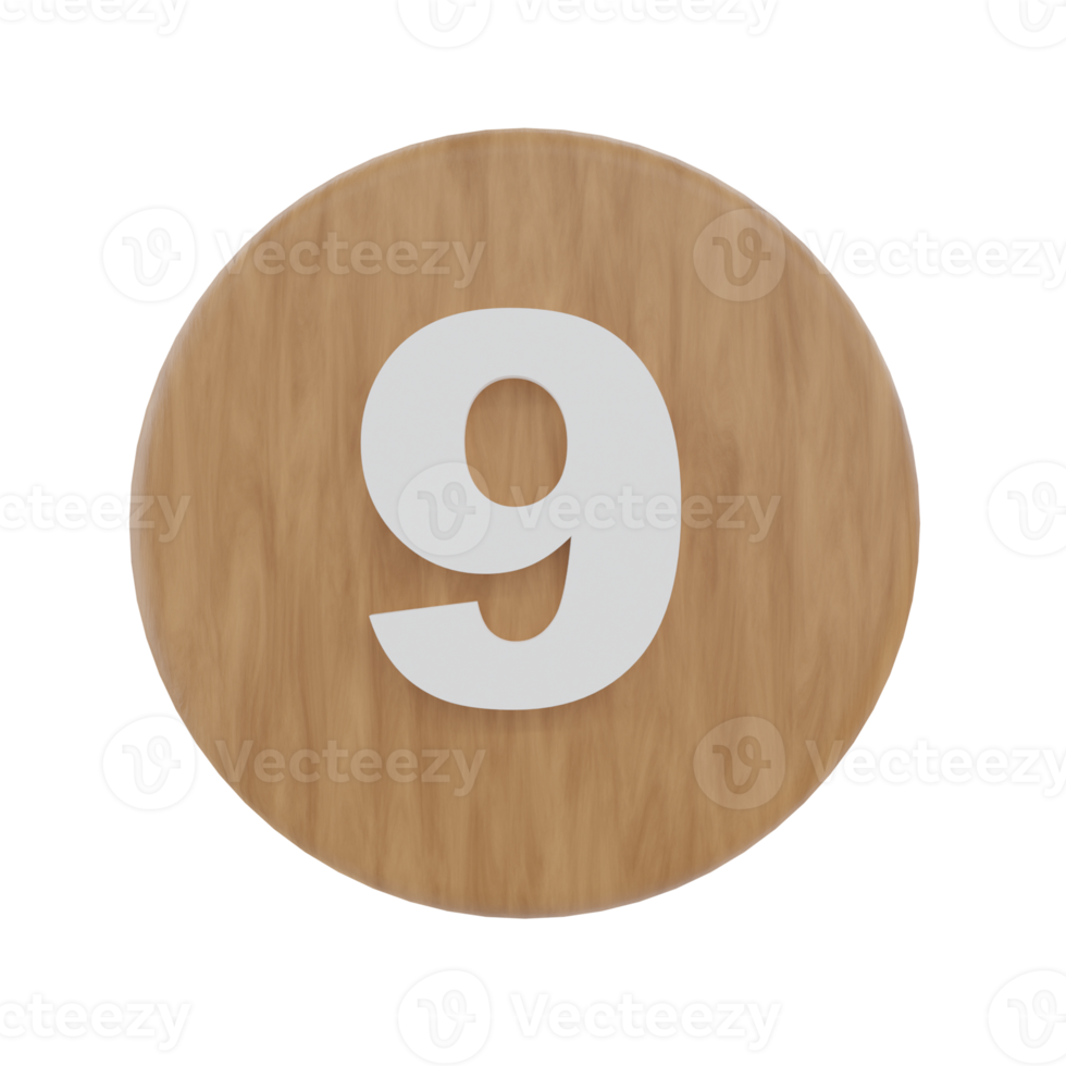 Number 9 on shape round png