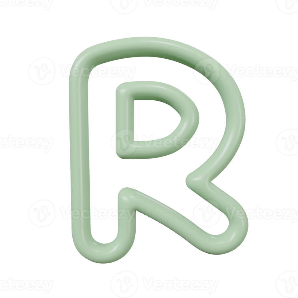 letter R color glossy outline png