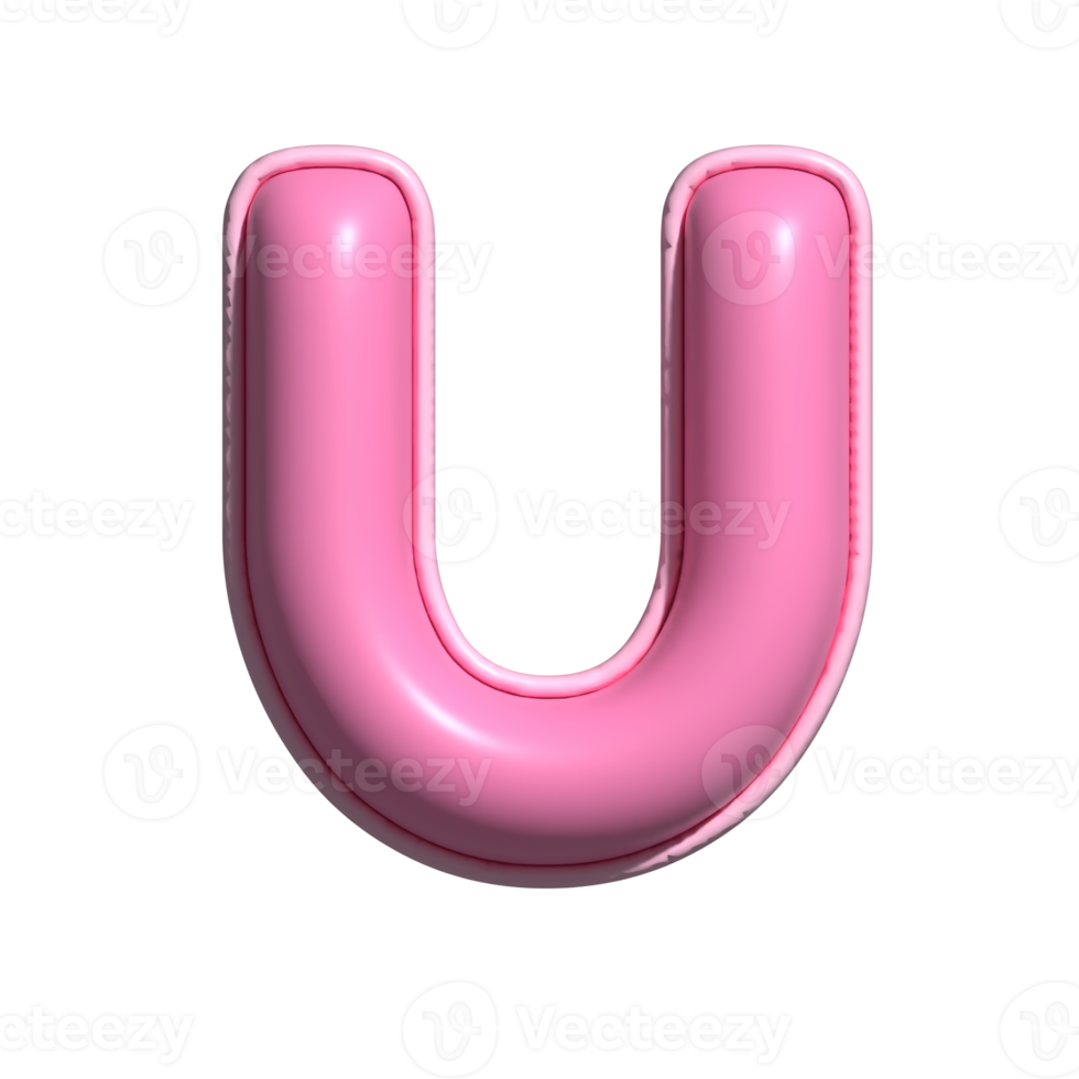 Letter U pink alphabet glossy png