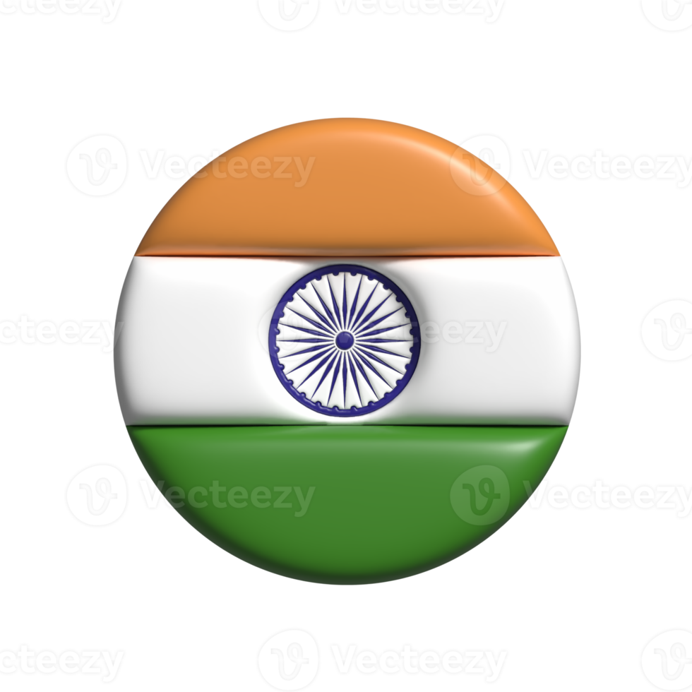 India circular bandera forma. 3d hacer png