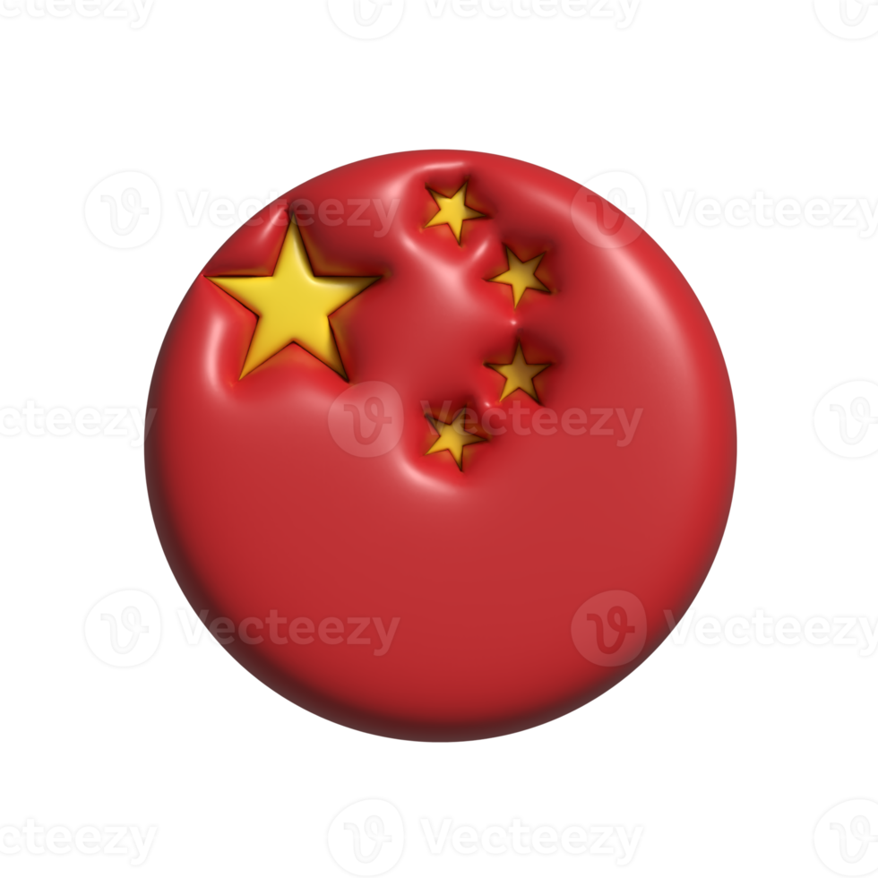 China circular flag shape. 3d render png