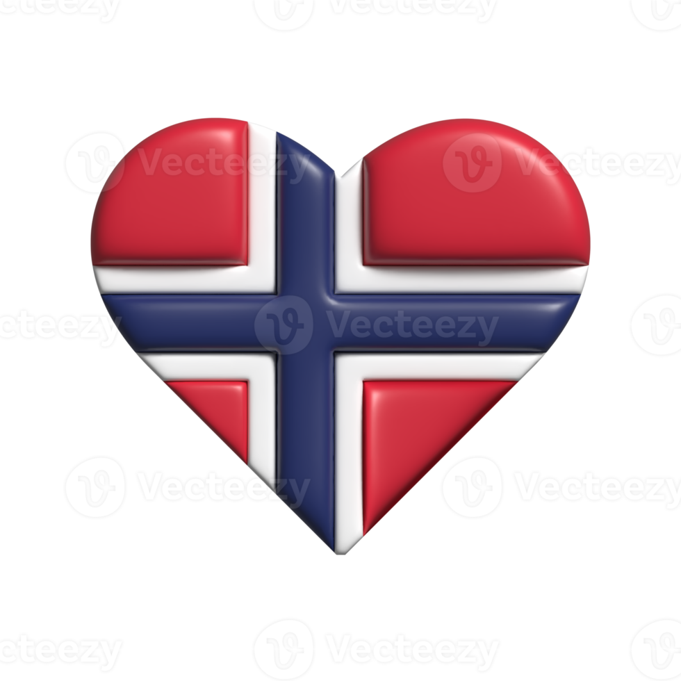 Norge hjärta flagga form. 3d framställa png