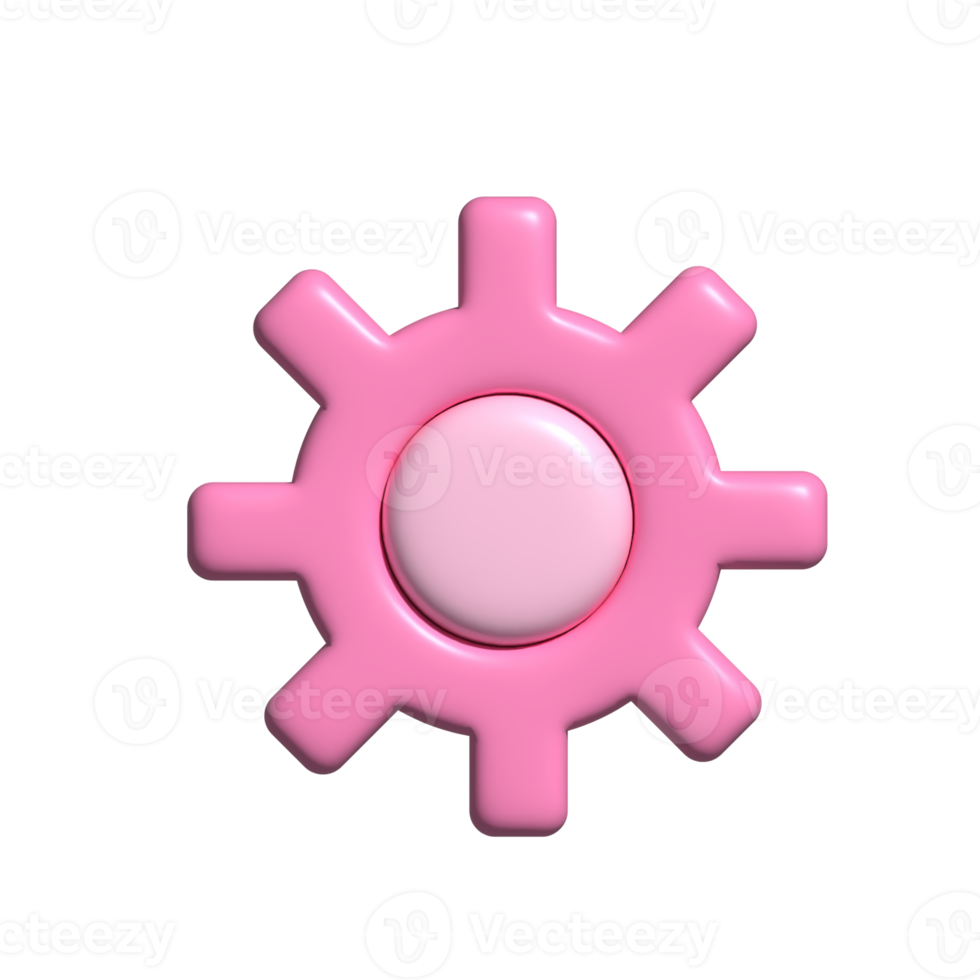 gear icon pink. 3d render png