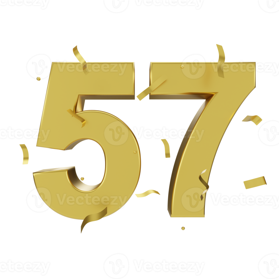 gold 57 number with confetti png