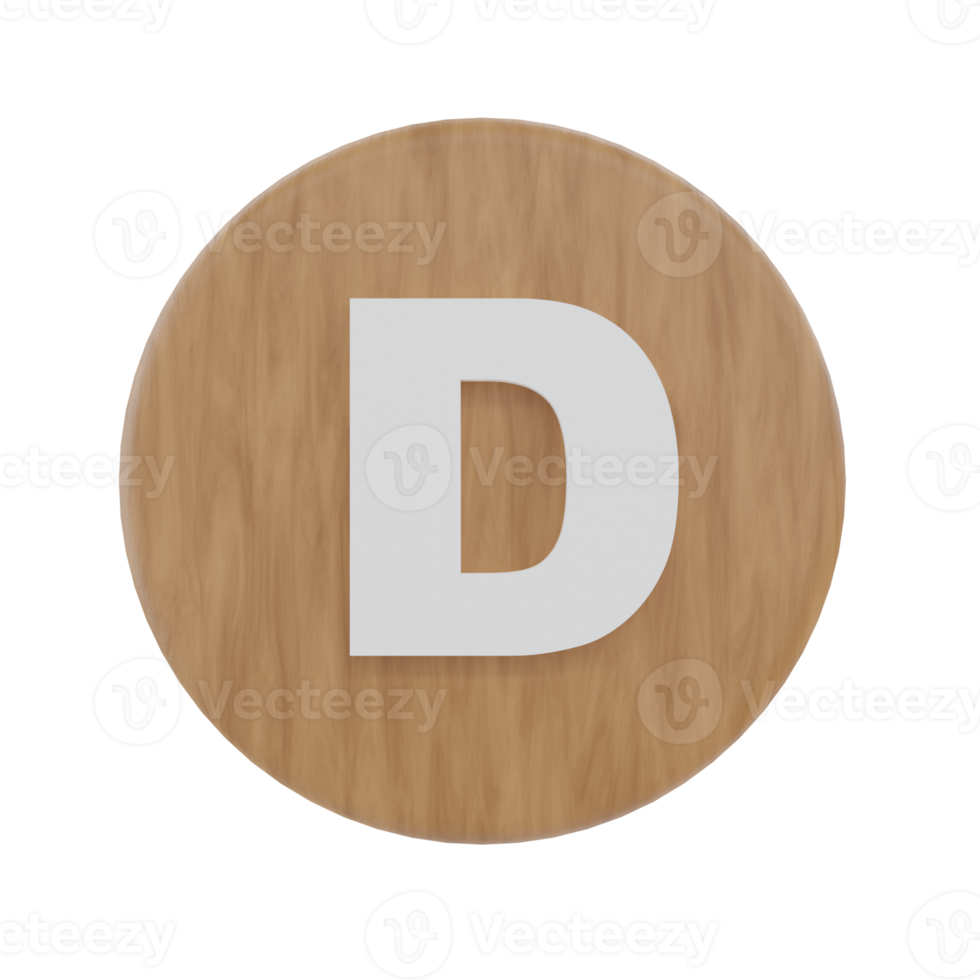 Letter D on shape round png
