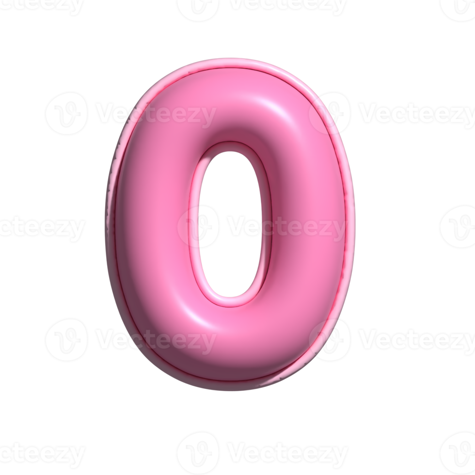 number 0 pink alphabet glossy png