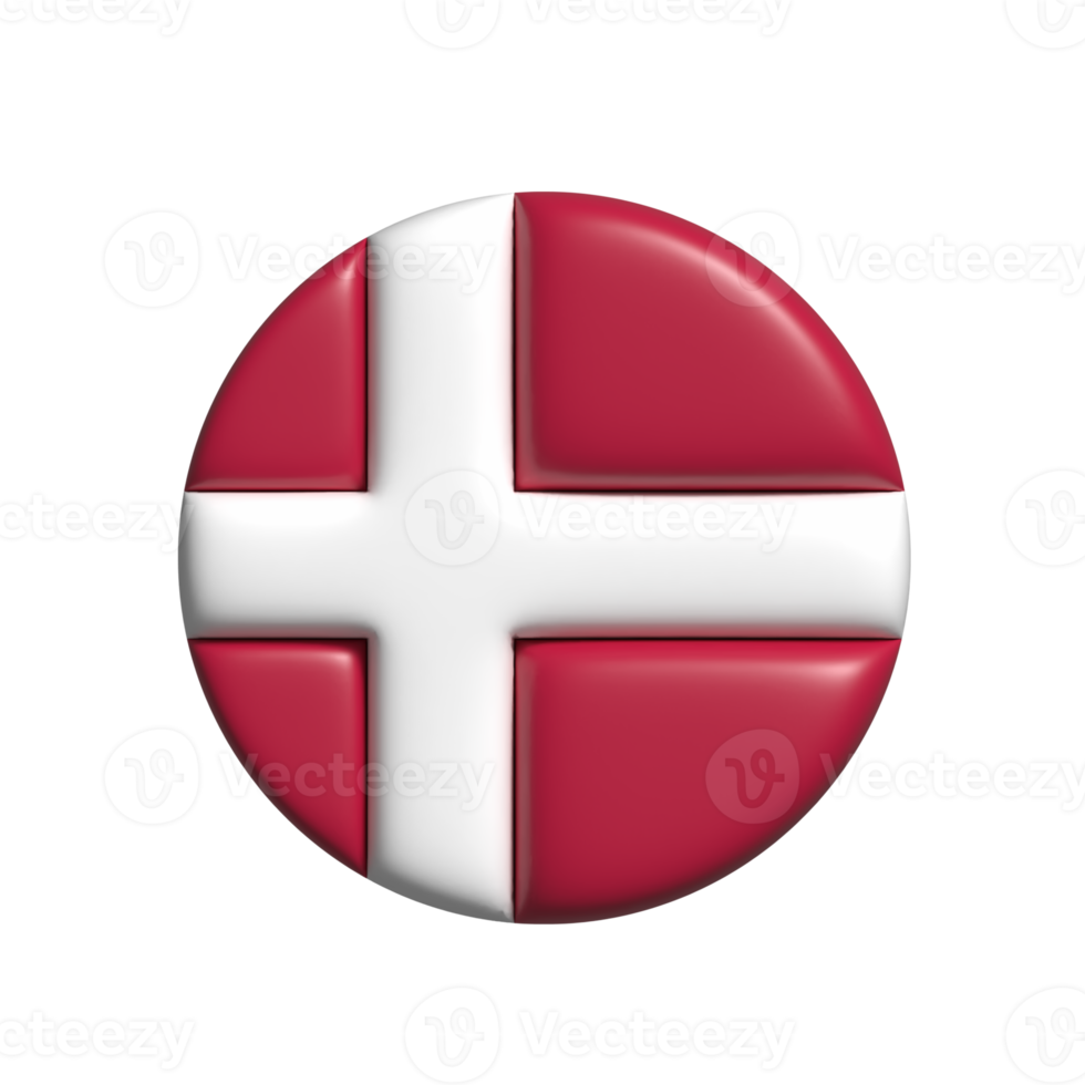 Denemarken circulaire vlag vorm geven aan. 3d geven png