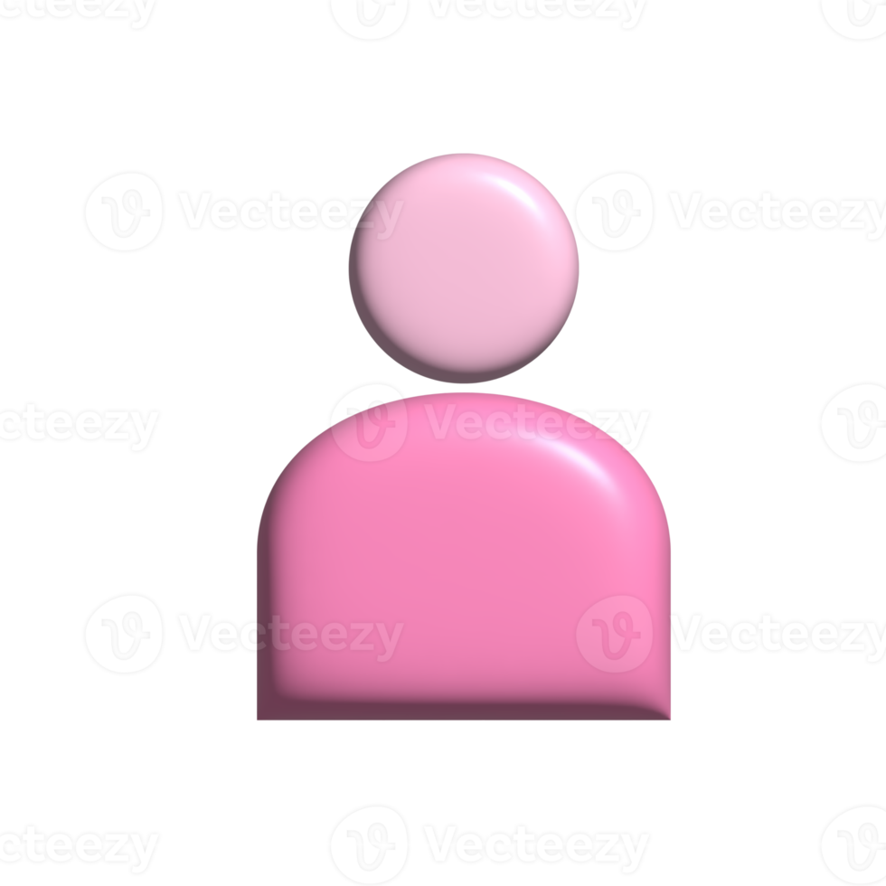 User icon pink. 3d render png