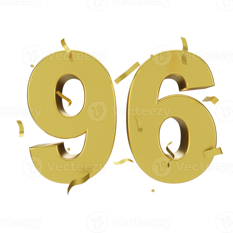 gold 96 number with confetti png