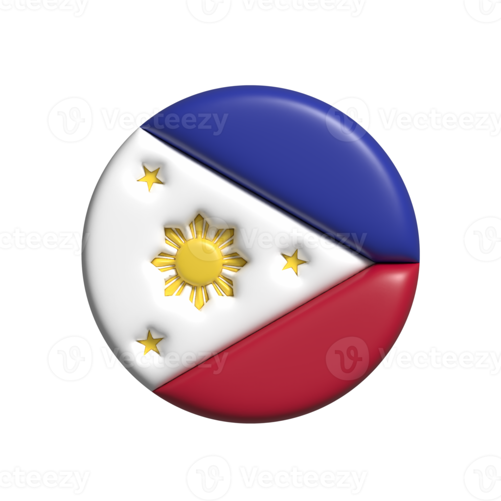 Filippine bandiera. 3d rendere png