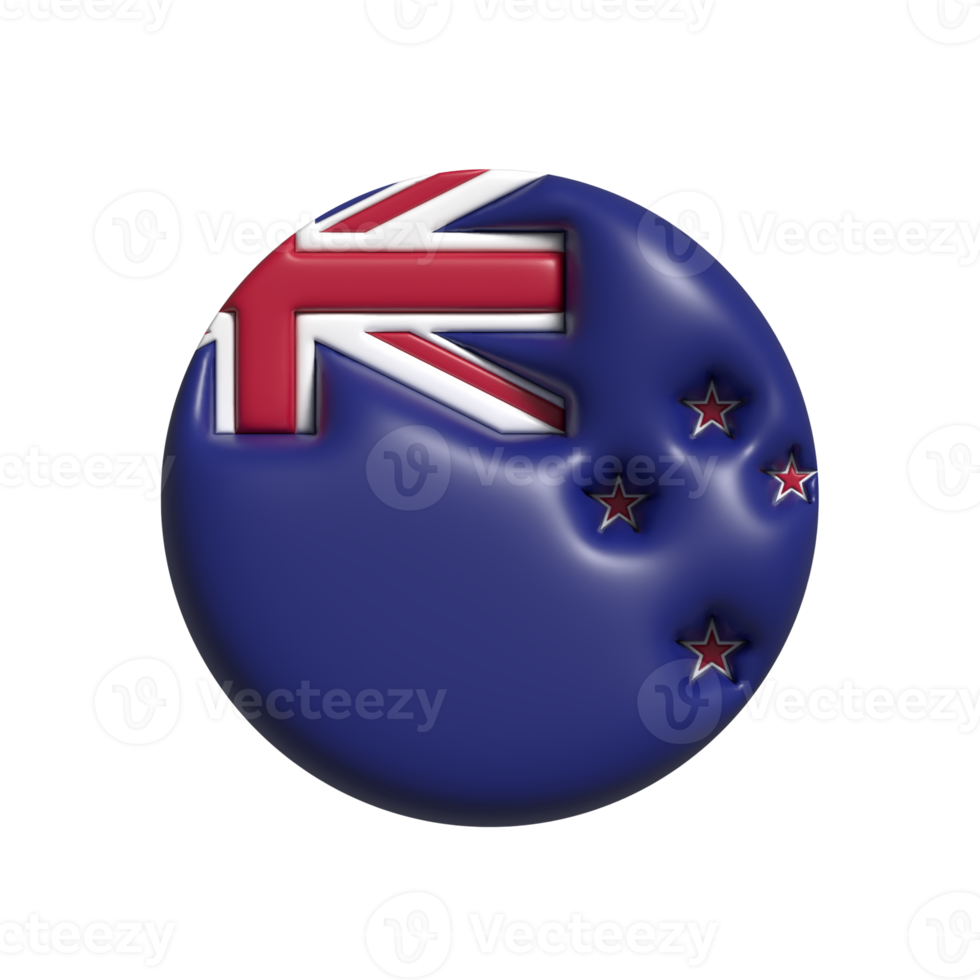 New zealand circular flag shape. 3d render png