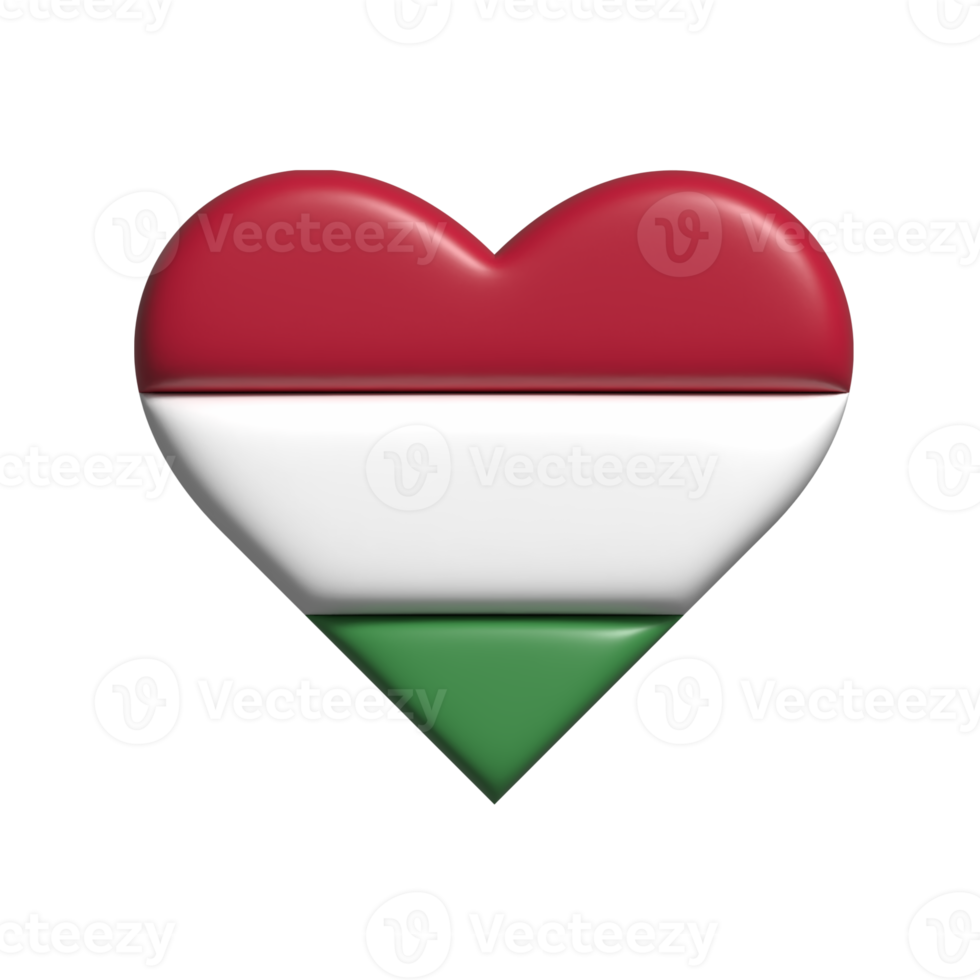 Bulgaria heart flag shape. 3d render png